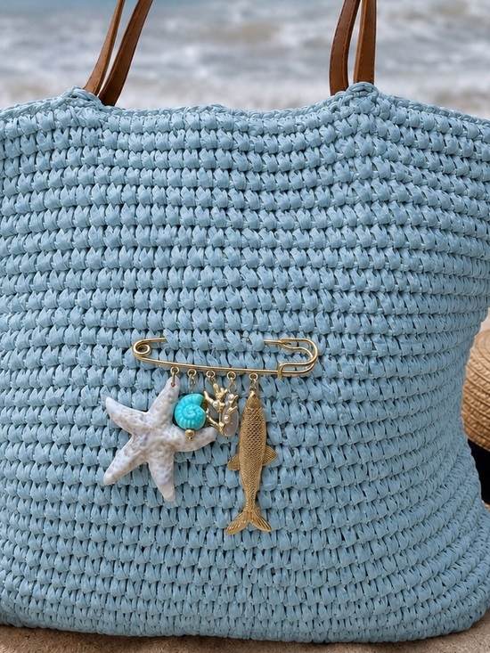 Anthropologie Handbags - Summer Brooch with Sea Charm Accent Vacation Beach Pin